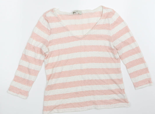 NEXT Womens Pink Striped  Pullover Sweatshirt Size 12