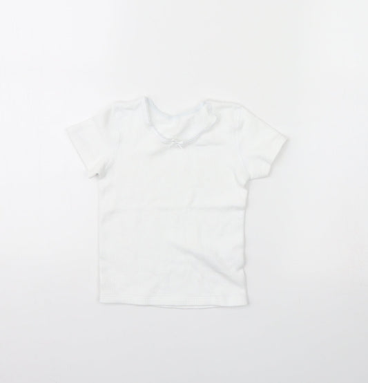 M&S Girls White   Basic T-Shirt Size 3 Years