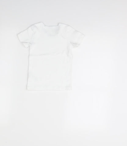 Preloved m&s Girls White   Basic T-Shirt Size 4 Years - Front