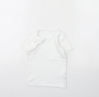 Preloved m&s Girls White   Basic T-Shirt Size 4 Years - Back