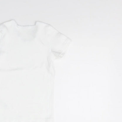 Preloved m&s Girls White   Basic T-Shirt Size 4 Years - Detail