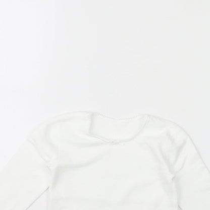 Preloved m&s Girls White   Basic T-Shirt Size 3 Years - Detail
