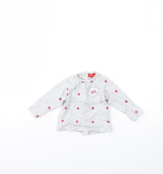 TISSAIA Girls Grey Spotted  Basic T-Shirt Size 3-6 Months