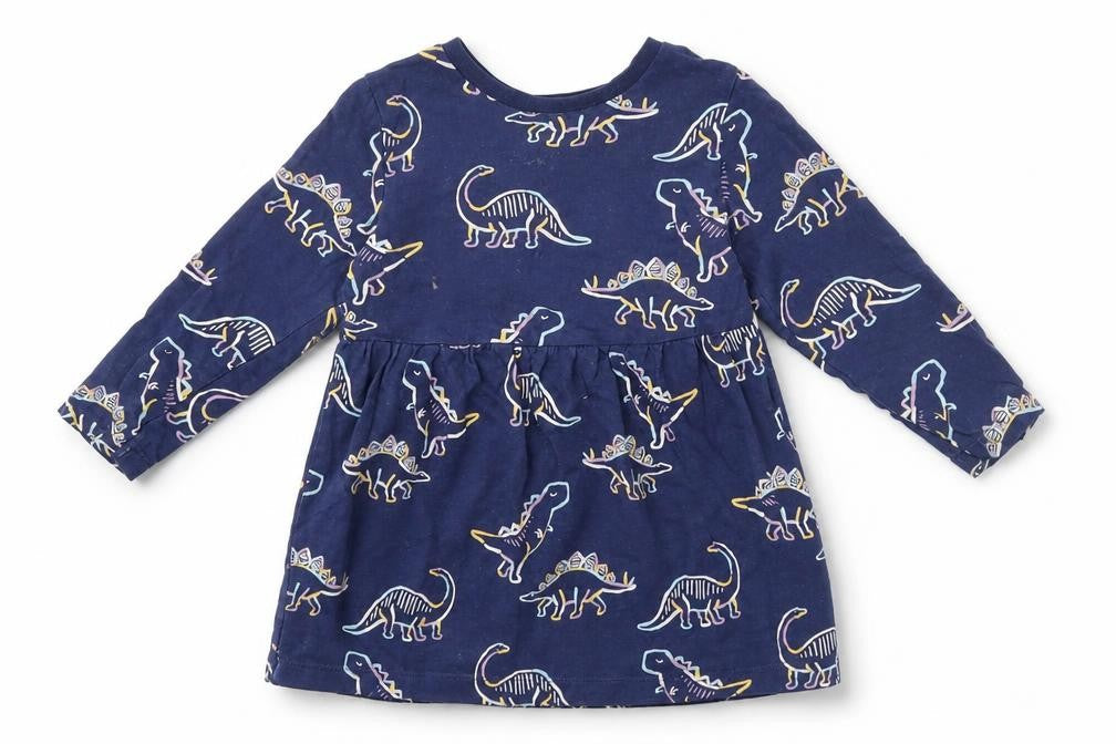 Marks & Spencer Girls Blue Animal Print  Fit & Flare  Size 18 Months  - Dinosaur