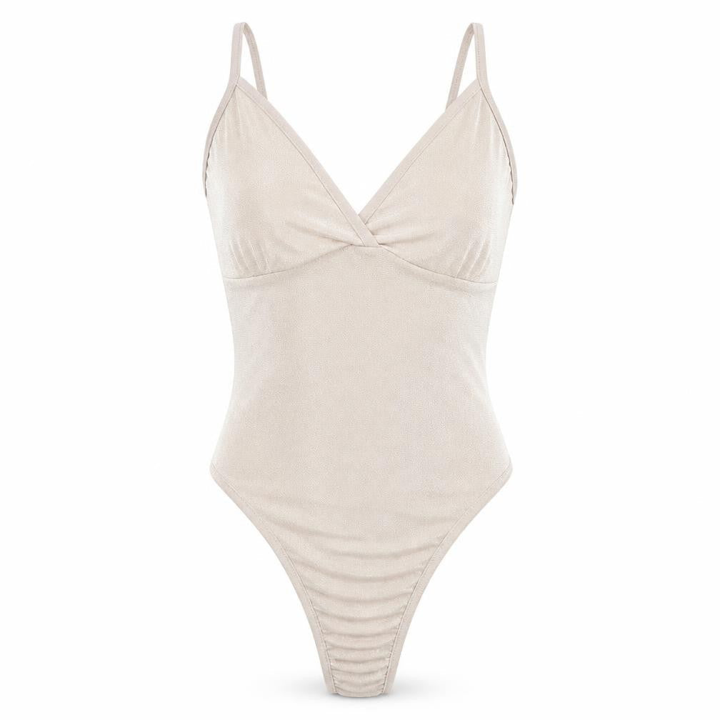 PRETTYLITTLETHING Womens Beige   Bodysuit One-Piece Size 10
