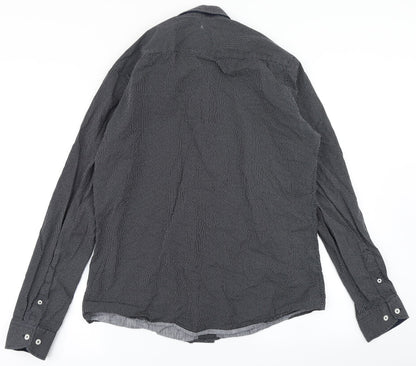 Next Mens Black Polka Dot   Button-Up Size L