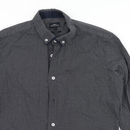 Next Mens Black Polka Dot   Button-Up Size L