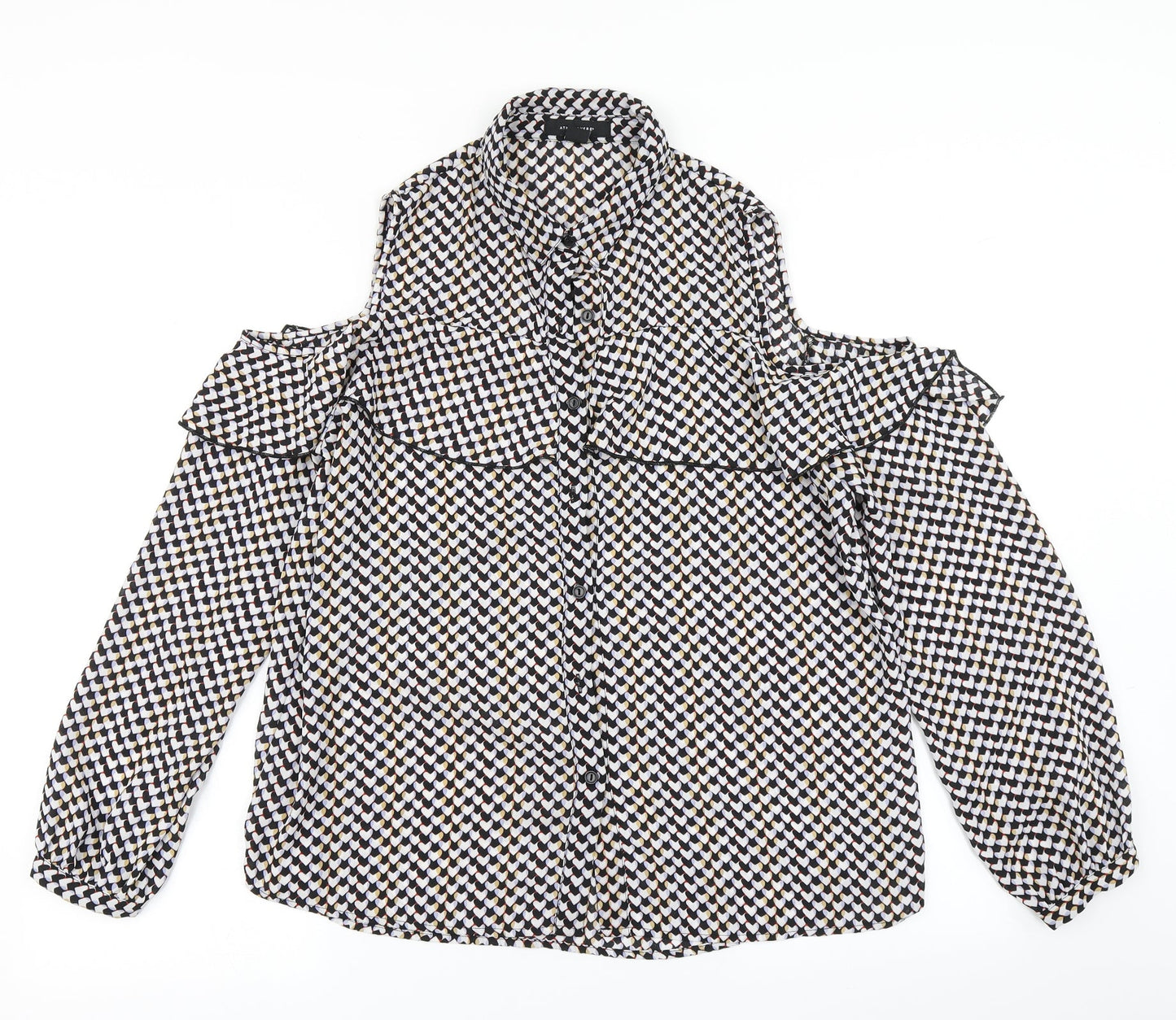 Atmosphere Womens Black Polka Dot  Basic Blouse Size 14  - Cold Shoulder