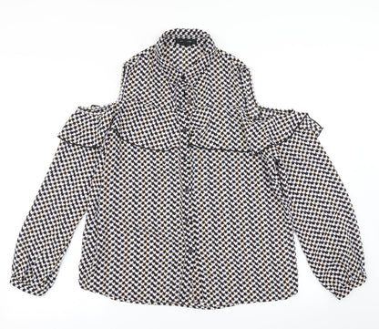 Atmosphere Womens Black Polka Dot  Basic Blouse Size 14  - Cold Shoulder