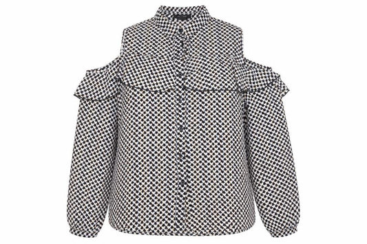 Atmosphere Womens Black Polka Dot  Basic Blouse Size 14  - Cold Shoulder
