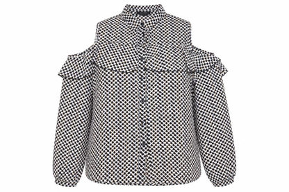 Atmosphere Womens Black Polka Dot  Basic Blouse Size 14  - Cold Shoulder