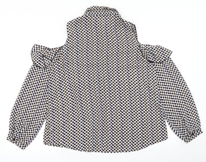 Atmosphere Womens Black Polka Dot  Basic Blouse Size 14  - Cold Shoulder