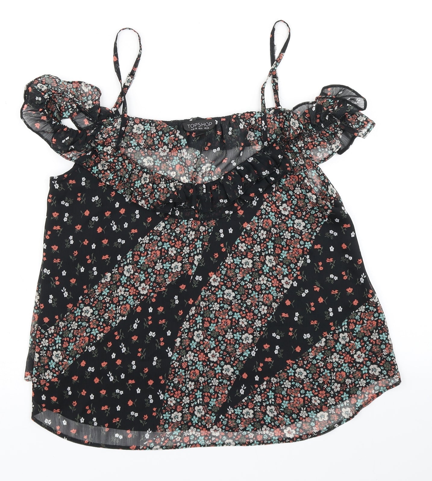 Topshop Womens Black Floral  Basic Blouse Size 10