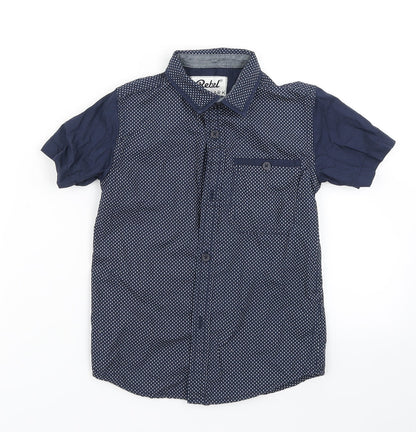 Rebel Boys Blue Polka Dot  Basic Button-Up Size 6-7 Years
