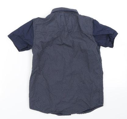 Rebel Boys Blue Polka Dot  Basic Button-Up Size 6-7 Years