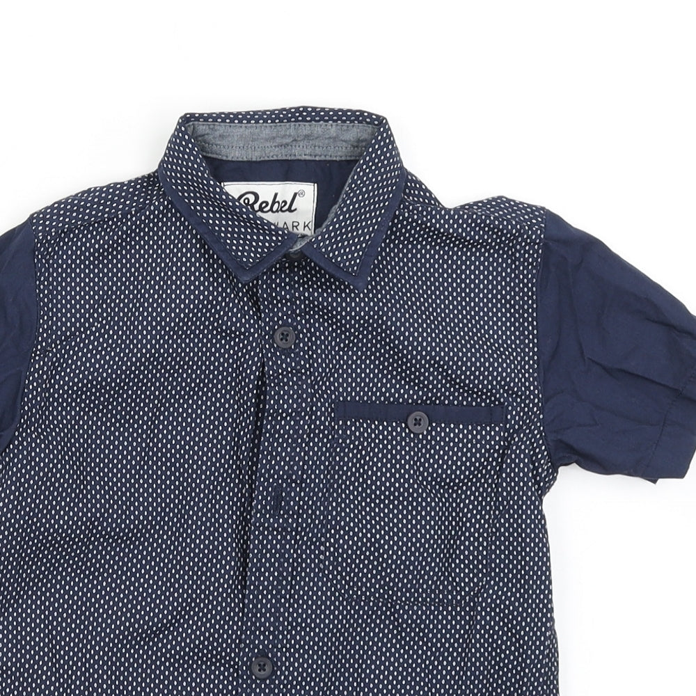 Rebel Boys Blue Polka Dot  Basic Button-Up Size 6-7 Years