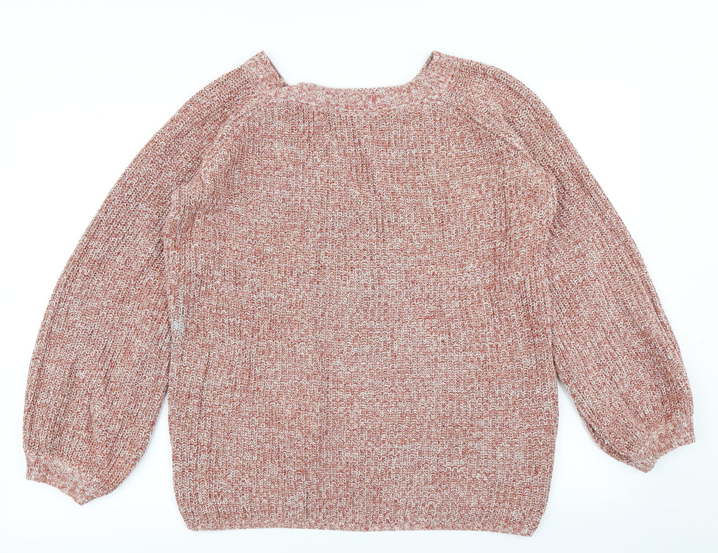 V Womens Pink  Knit Pullover Jumper Size 14  - Deep V Back