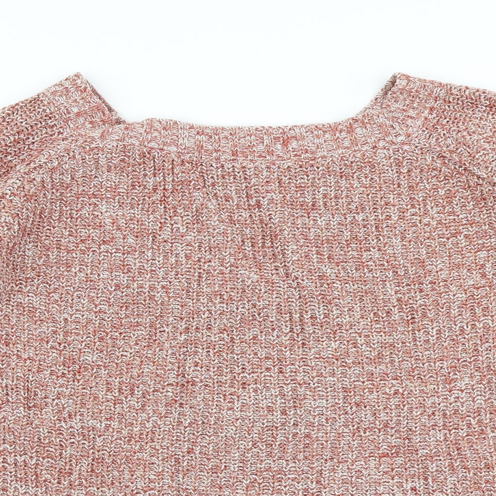 V Womens Pink  Knit Pullover Jumper Size 14  - Deep V Back