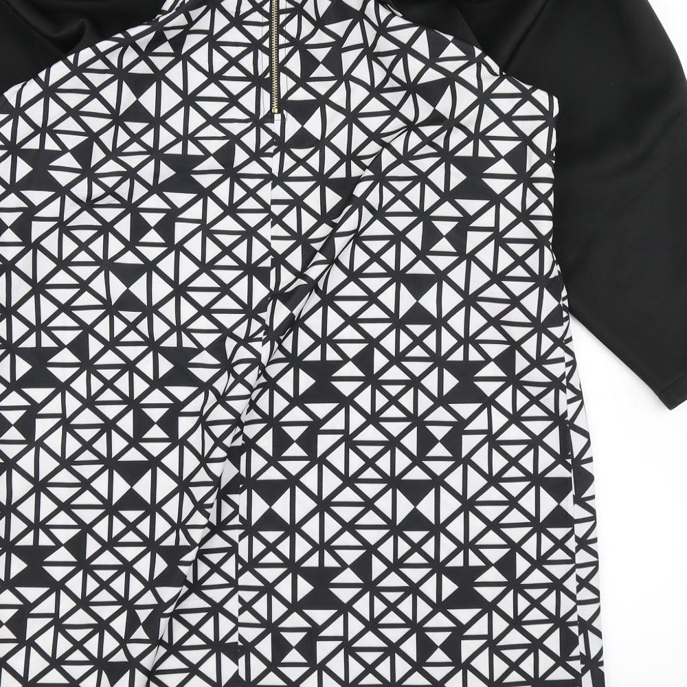 Boohoo Womens Black Geometric  A-Line  Size 12  - Balloon sleeve