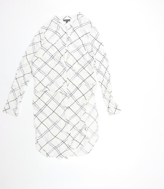 WAREHHOUSE Womens White Check  Basic Blouse Size 10
