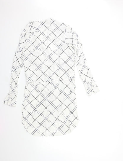 WAREHHOUSE Womens White Check  Basic Blouse Size 10