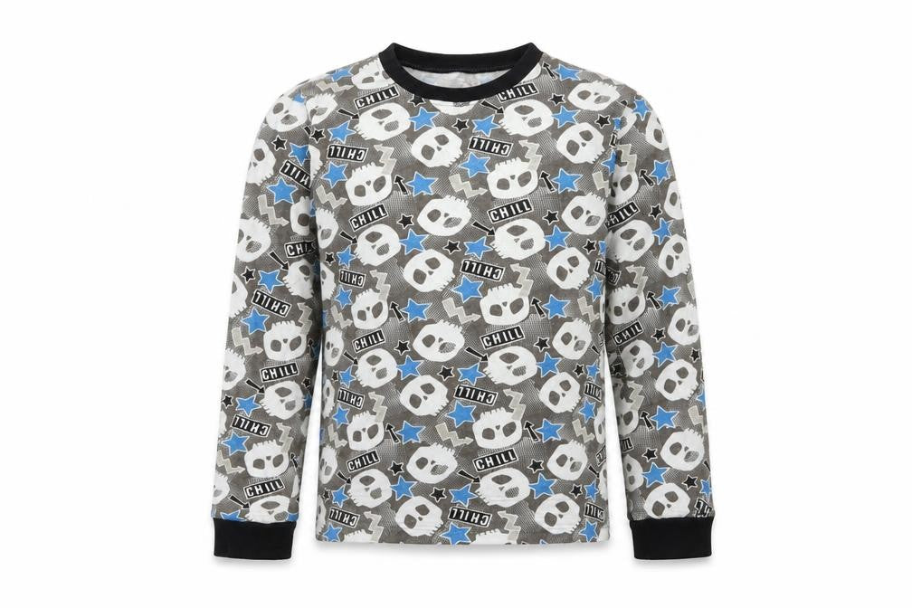 Preworn Boys Grey Geometric   Pyjama Top Size 11-12 Years