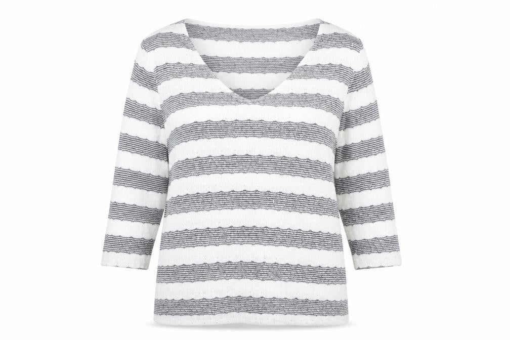 net Womens White Striped Knit Pullover Jumper Size 14