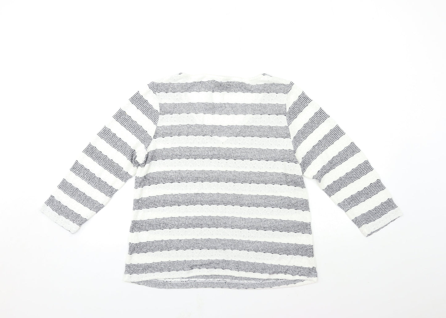 net Womens White Striped Knit Pullover Jumper Size 14
