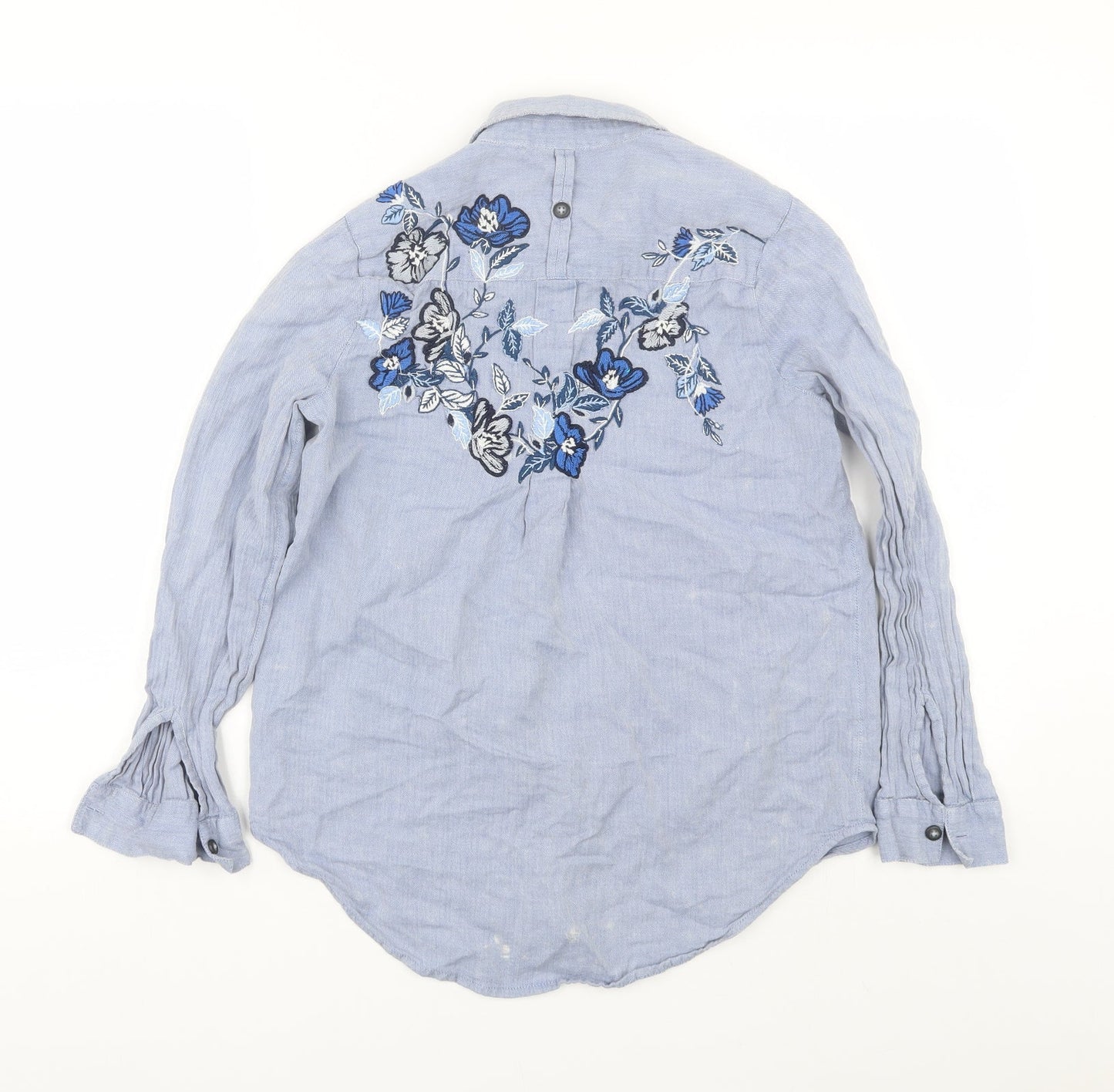 Topshop Womens Blue Floral  Basic Button-Up Size 10