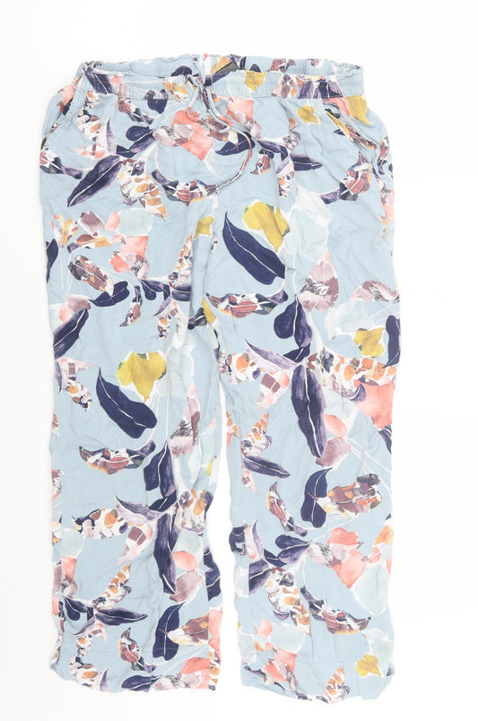 Preworn Womens Blue Floral  Capri Trousers Size L L23 in