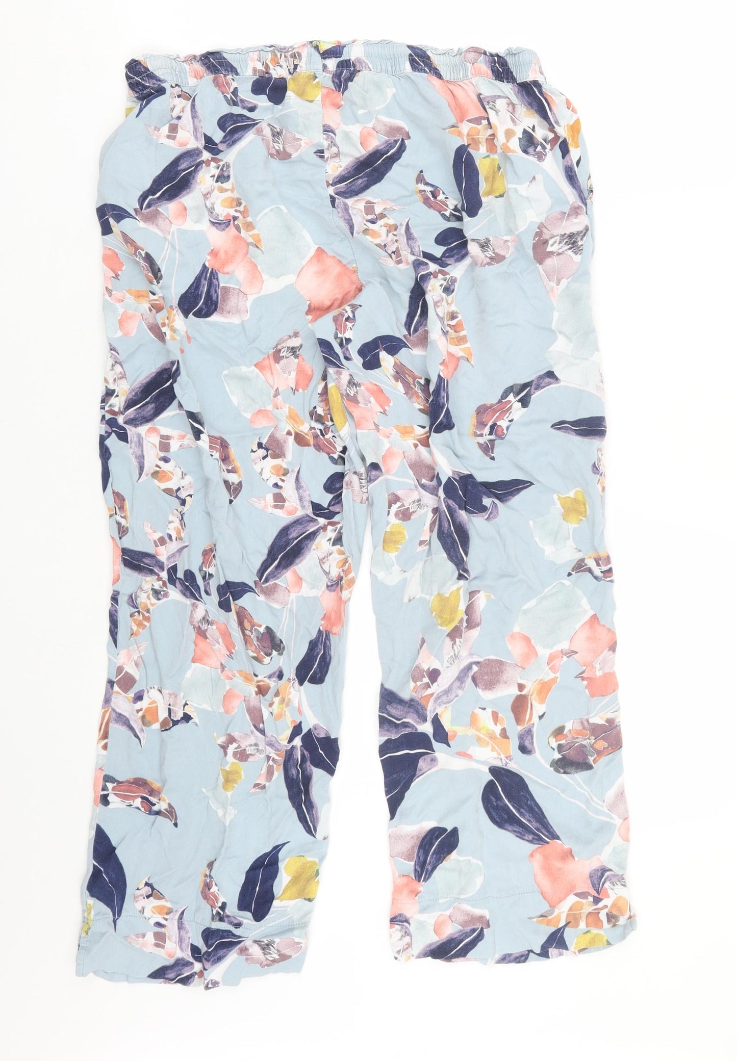 Preworn Womens Blue Floral  Capri Trousers Size L L23 in