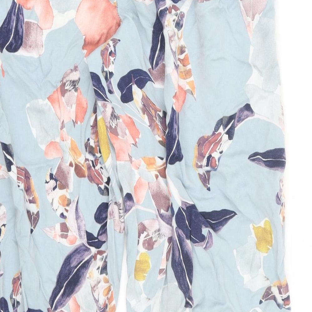 Preworn Womens Blue Floral  Capri Trousers Size L L23 in