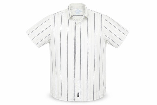 Defined Mens White Striped   Button-Up Size L