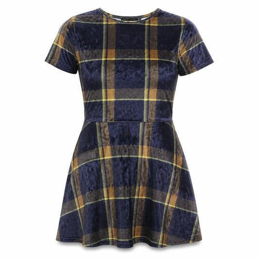 Look of the day Womens Multicoloured Plaid Velour T-Shirt Dress  Size 10
