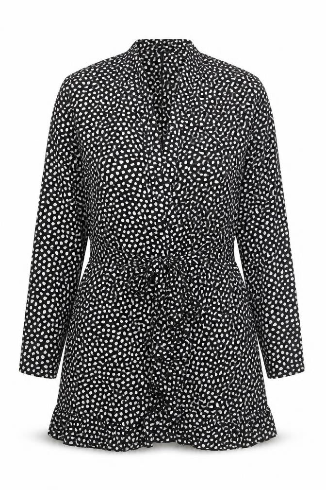 Misspap Womens Black Polka Dot  Kimono Blouse Size 8