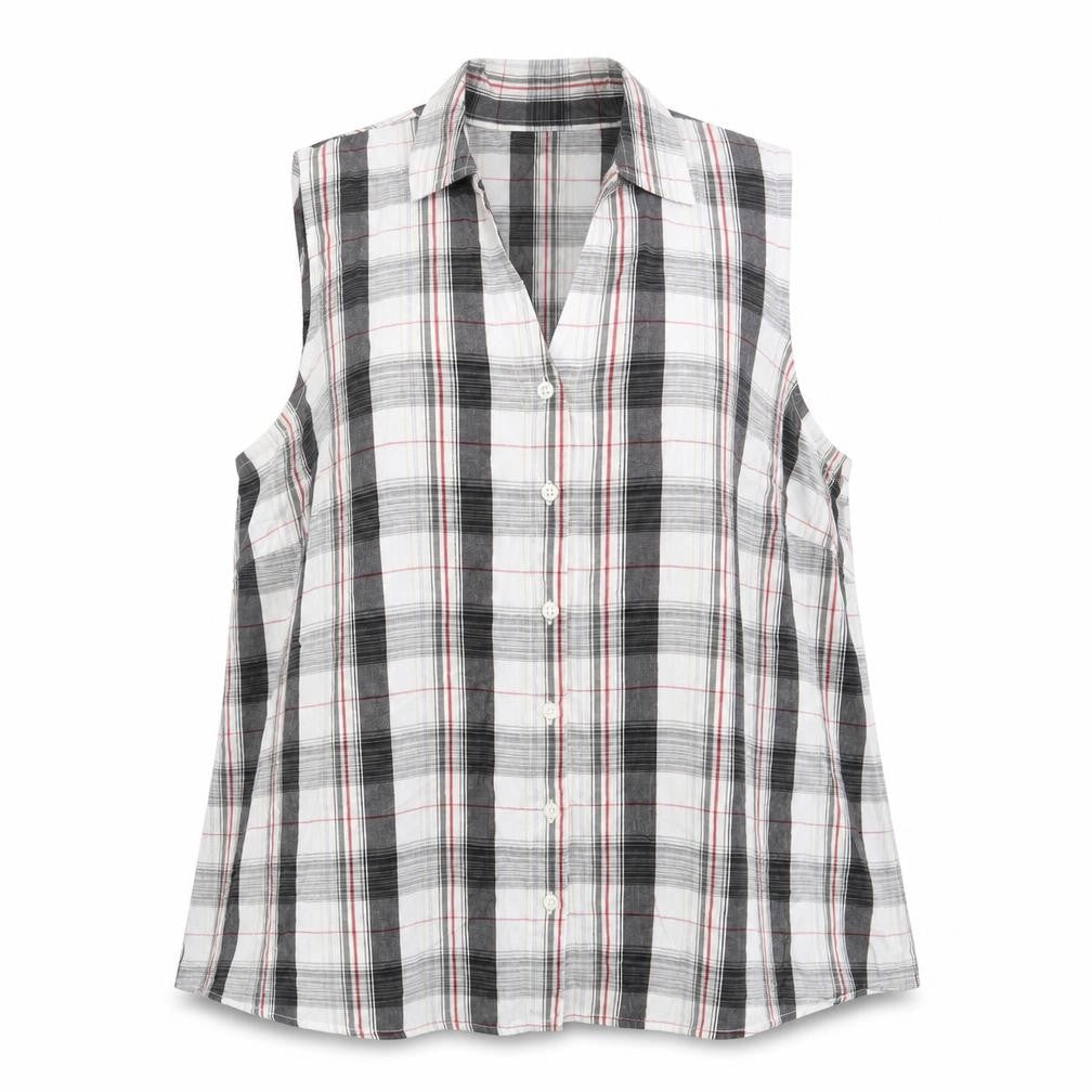 Preworn Womens Multicoloured Plaid  Basic Button-Up Size XL