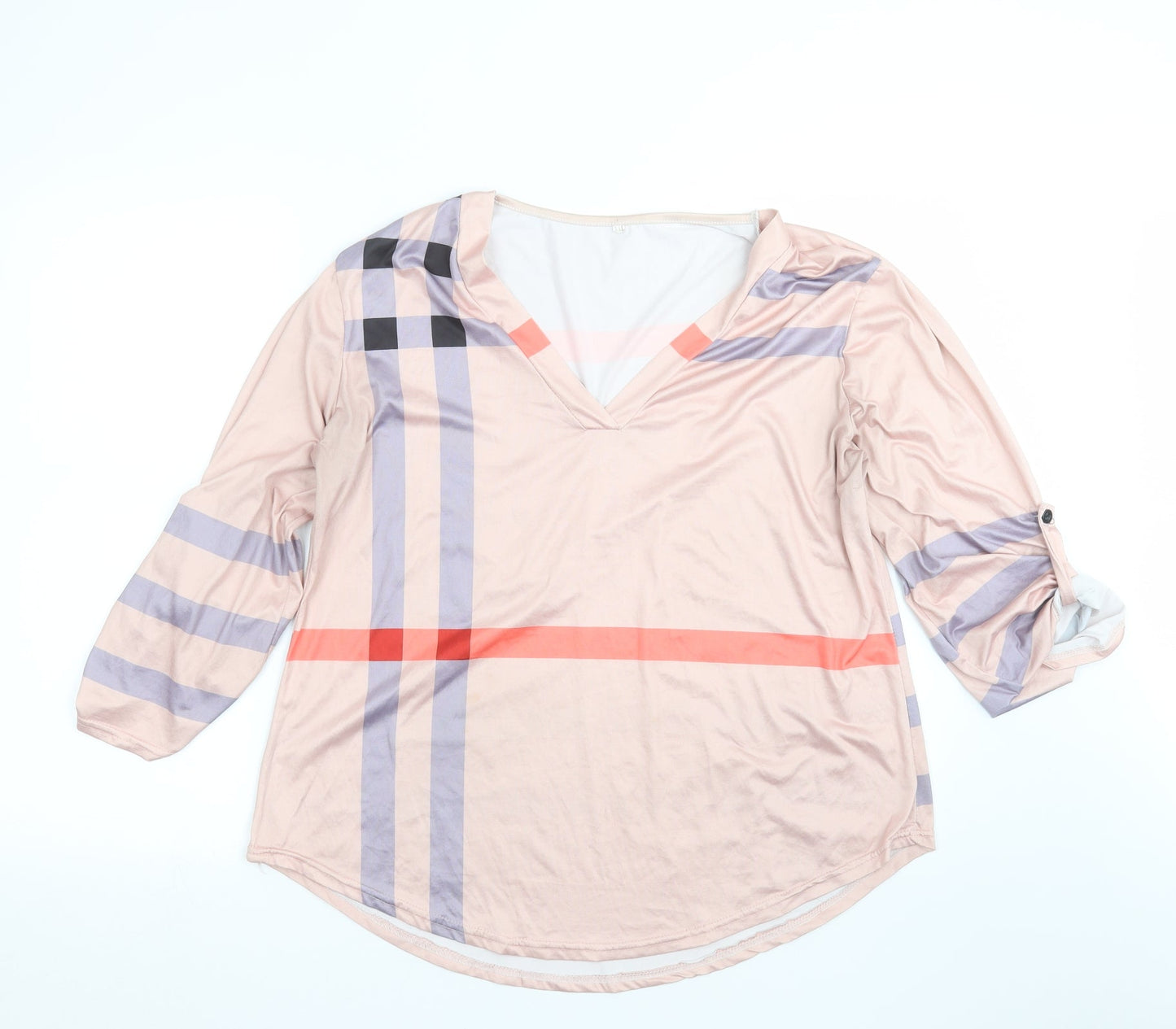 Preworn Womens Pink Geometric  Basic T-Shirt Size 2XL