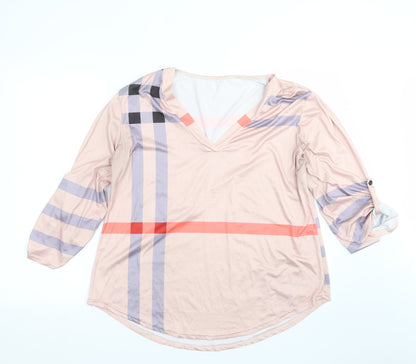 Preworn Womens Pink Geometric  Basic T-Shirt Size 2XL