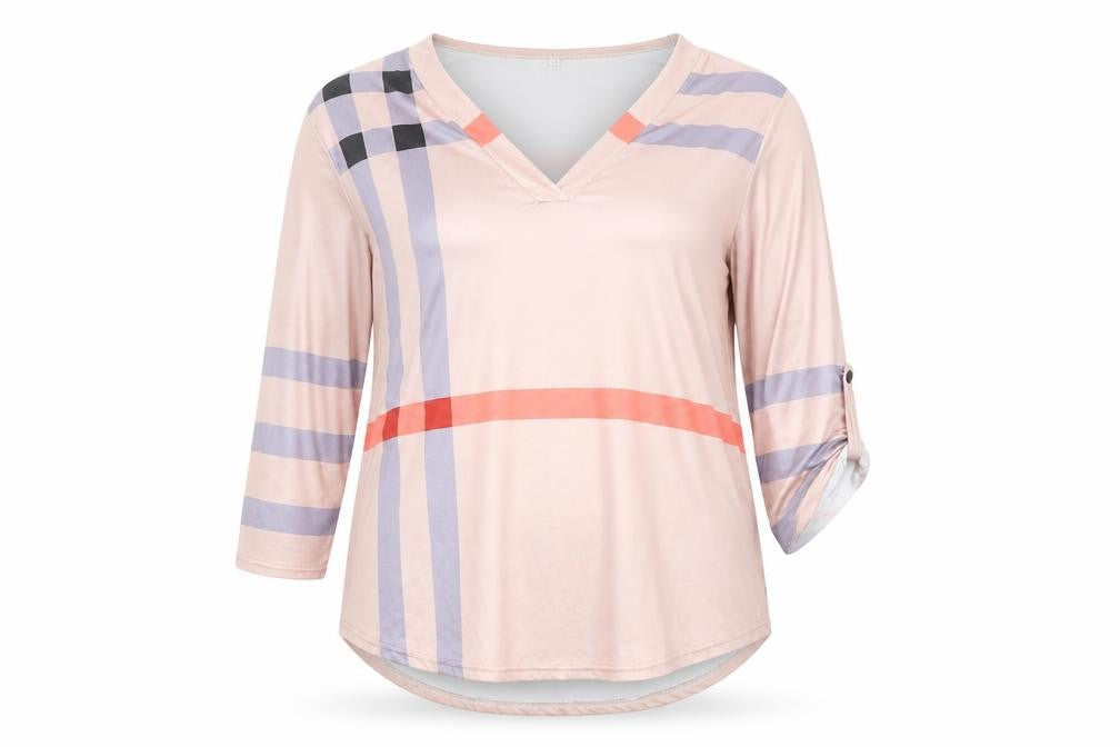 Preworn Womens Pink Geometric  Basic T-Shirt Size 2XL