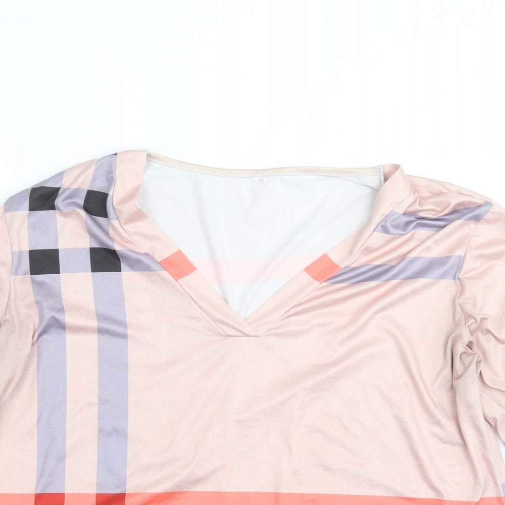 Preworn Womens Pink Geometric  Basic T-Shirt Size 2XL