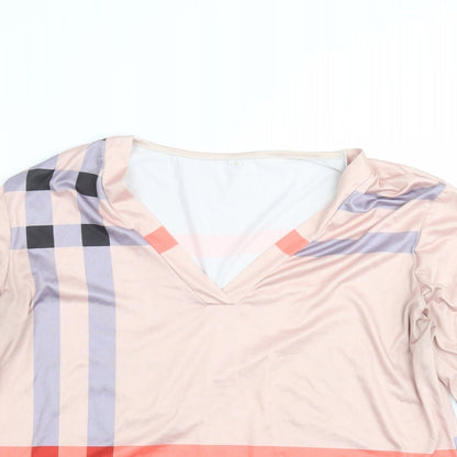 Preworn Womens Pink Geometric  Basic T-Shirt Size 2XL