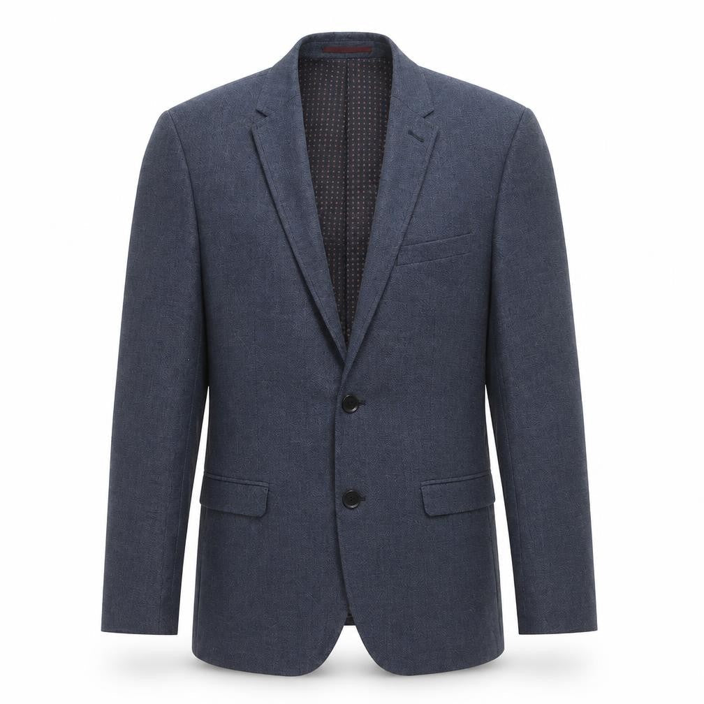 Harry Brown Mens Blue Geometric  Jacket Suit Jacket Size 38