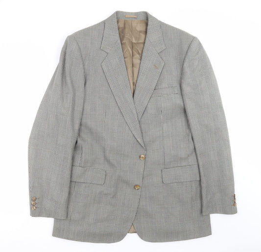 George Arthur Dunn Mens Grey Houndstooth  Jacket Suit Jacket Size 42