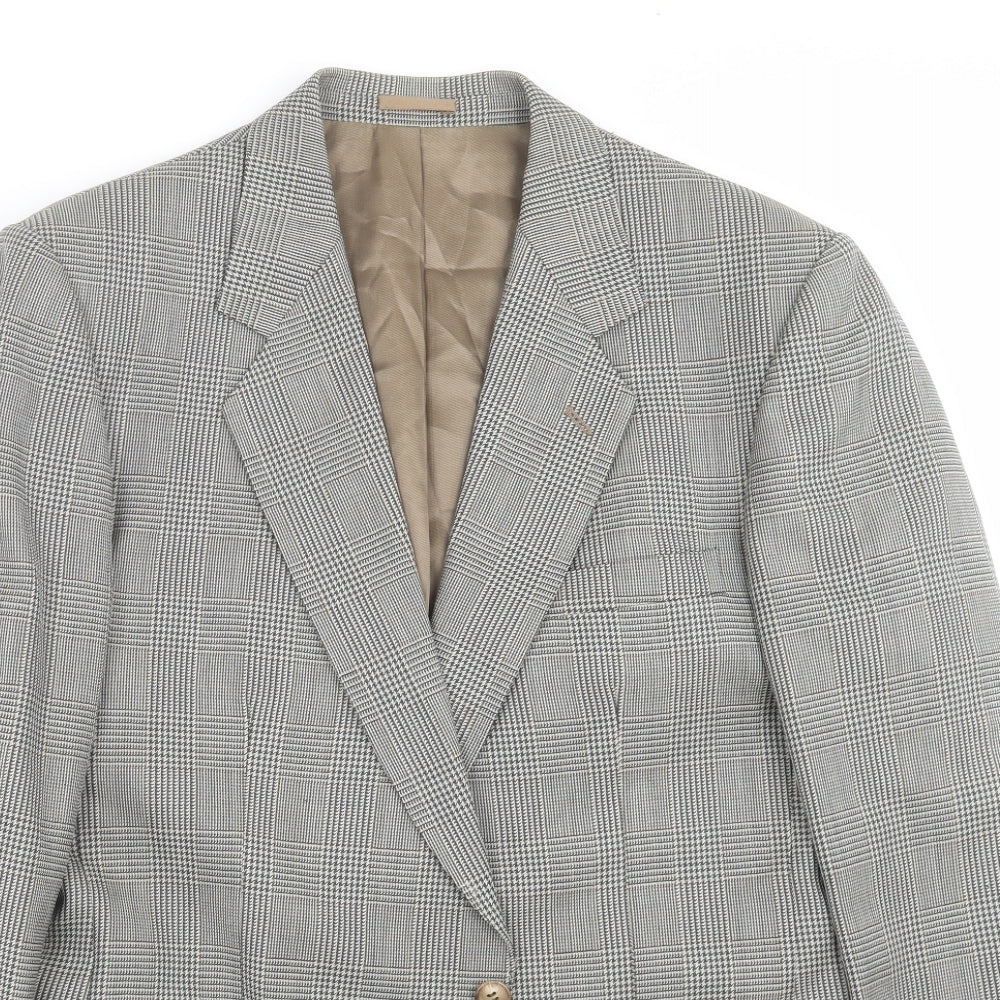 George Arthur Dunn Mens Grey Houndstooth  Jacket Suit Jacket Size 42