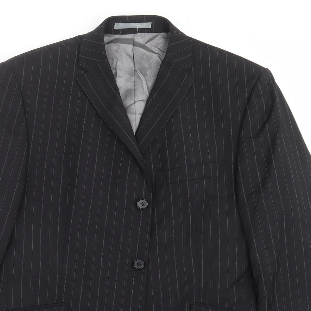 Karl Jackson Mens Black Striped  Jacket Suit Jacket Size 42