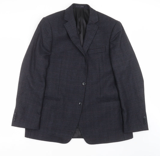 ALFREDO Mens Blue Check  Jacket Suit Jacket Size 46