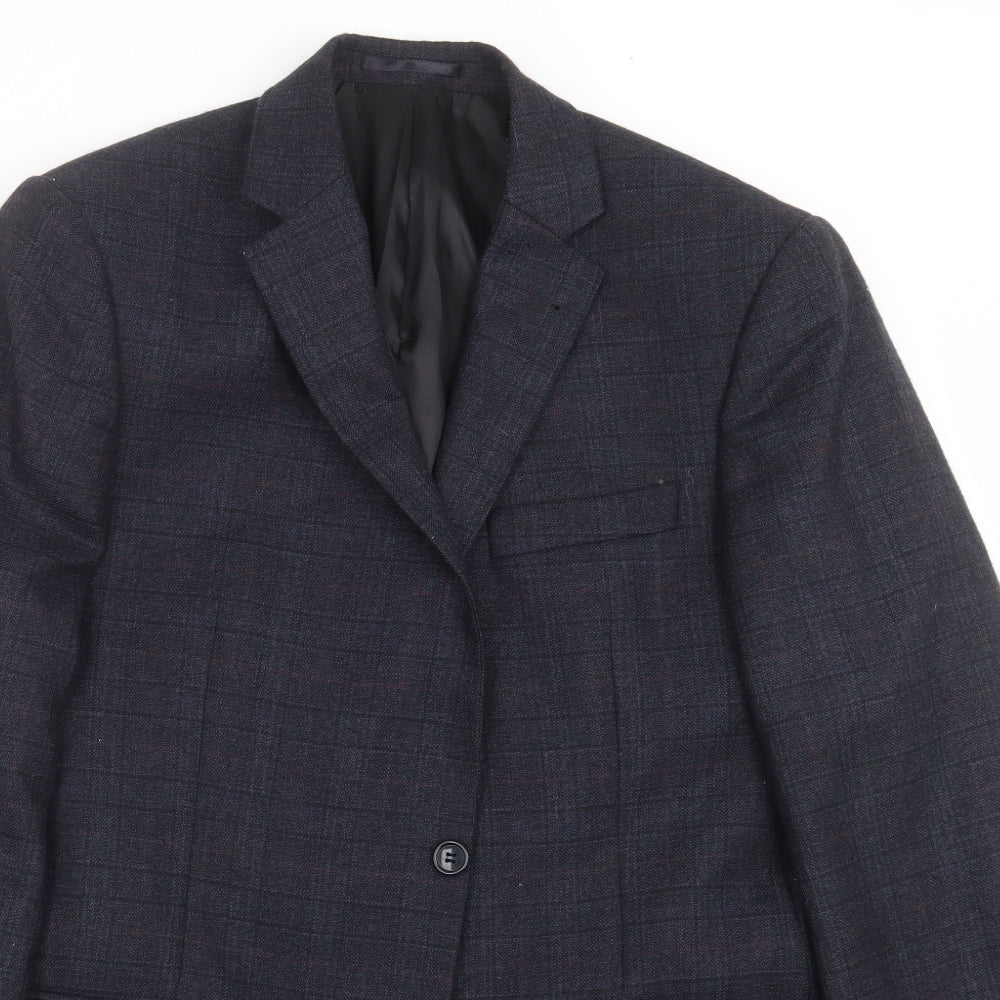 ALFREDO Mens Blue Check  Jacket Suit Jacket Size 46