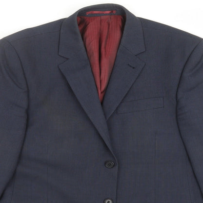 Next Mens Blue Geometric  Jacket Suit Jacket Size 42  - Tailored fit