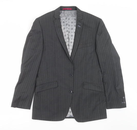 Red Herring Mens Grey Striped  Jacket Suit Jacket Size 38