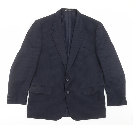 GREENWOODS Mens Blue Striped  Jacket Suit Jacket Size 42